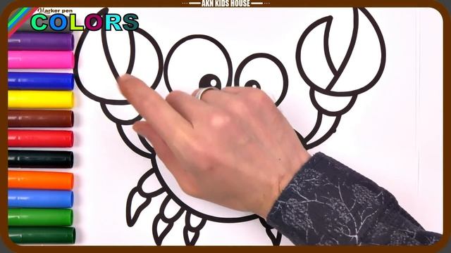 ( Animals ) Crab Big Marker Pencil Coloring pages / Akn Kids House смотреть онлайн