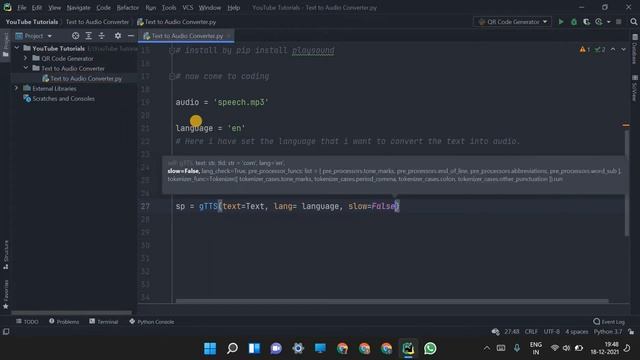 Convert Text to Audio in Python with gTTS and playsound смотреть онлайн