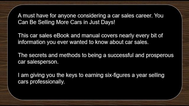 Car Salesman Book and Guide Review | Earn Six-Figures A Year Selling Cars смотреть онлайн