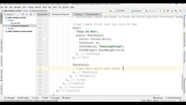 1 Flutter UI | Speed Code | flutter sign up page | Registration Form |Sqlite CRUD Operations flutte смотреть онлайн