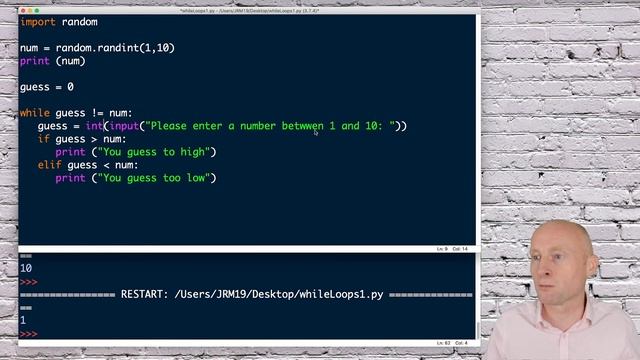 NUMBER GUESSING GAME IN PYTHON: For beginners to help learn while loops. смотреть онлайн