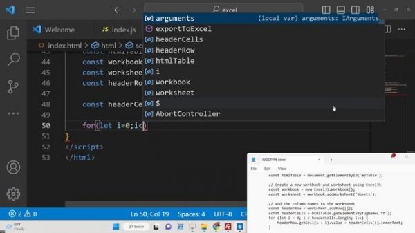 Javascript ExcelJS Example to Export HTML5 Table to Excel File and Download it as Attachment