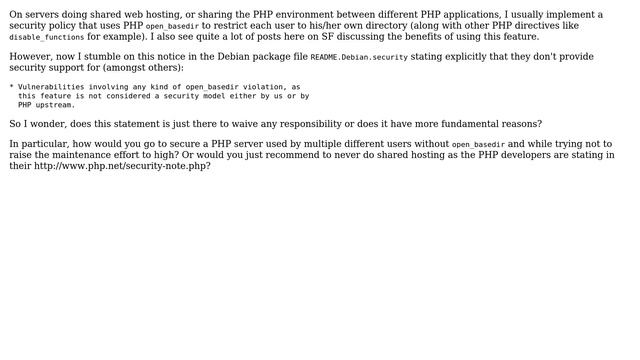 DevOps & SysAdmins: Why is PHP open_basedir not considered a security model? смотреть онлайн