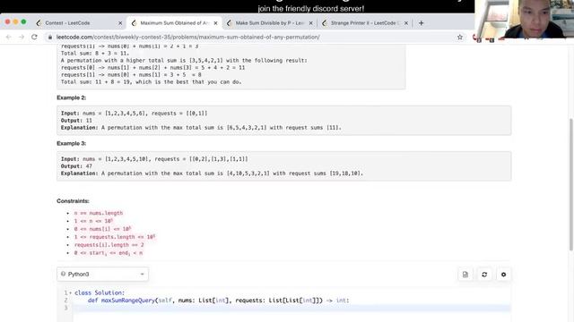 1589. Maximum Sum Obtained of Any Permutation (Leetcode Medium) смотреть онлайн
