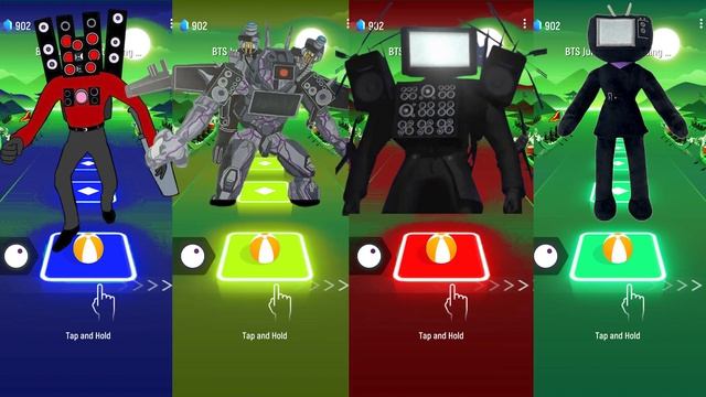 Titan Speakerman Vs Tri Titan Vs Upgraded Titan TV Man Vs TV Woman - Tiles Hop