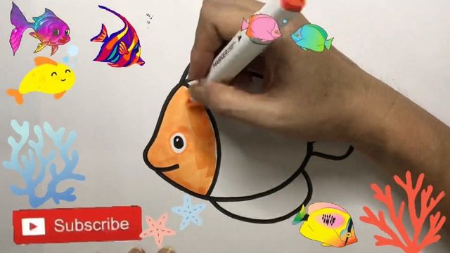 Drawing Fish for Children | Bolalar uchun baliq rasm chizish | рисование рыбки для детей смотреть онлайн