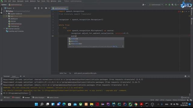 Voice to any language (text) translator | Python programming смотреть онлайн