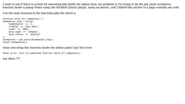 Wordpress: Execute PHP function inside the admin area смотреть онлайн
