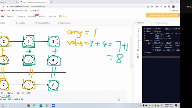 Leetcode 2. Add Two Numbers. Others. Python смотреть онлайн