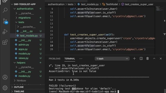 Unit Testing the Django Custom User Model. Django Rest Framework complete tutorial.#5 смотреть онлайн