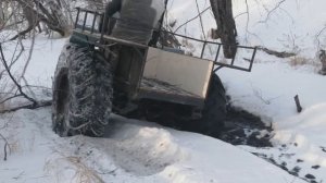 Вездеход- болотоход- каракат на рессорах. Испытания в зимнем лесу.