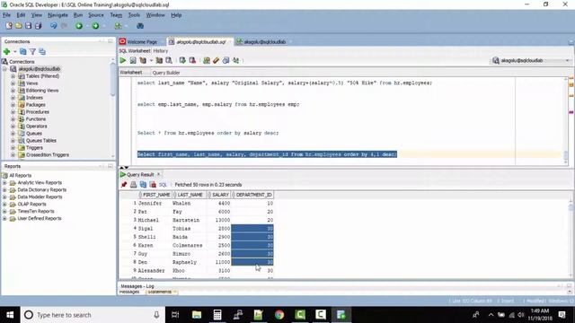 ORDER BY Clause example | Oracle SQL fundamentals смотреть онлайн