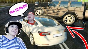 КАК Едет TESLA MODEL 3 в City Car Driving!!! ГЕЛИК Выскочил на ВСТРЕЧКУ