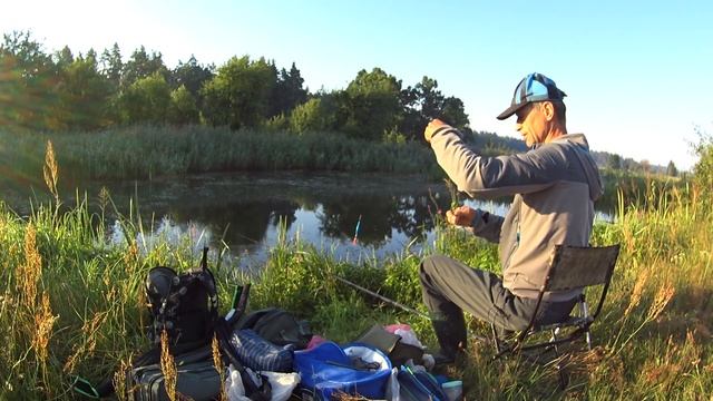 Рыбалка на поплавок в АВГУСТЕ. Клёв белой рыбы плотва краснопёрка на речке. смотреть онлайн