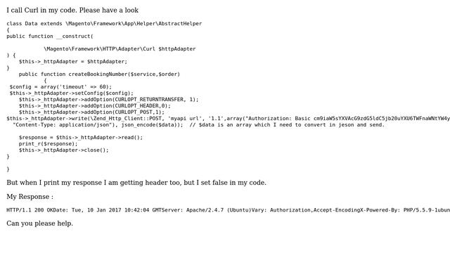 Magento: Magento 2 curl send header with response смотреть онлайн