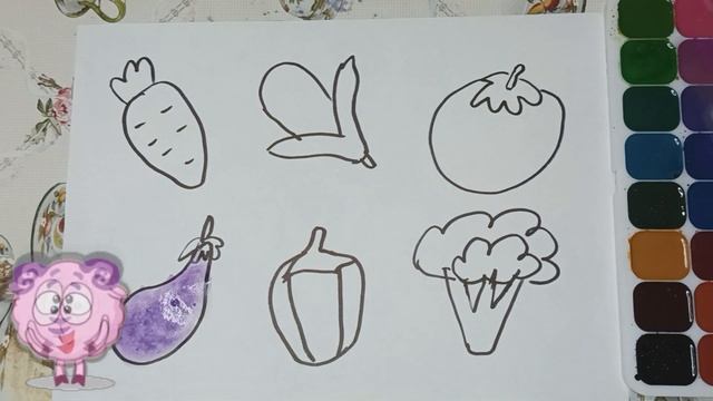 Bolalar uchun mevalarni qanday chizish/Рисуем овощи для дет/How to draw fruitsvegetable for childre смотреть онлайн