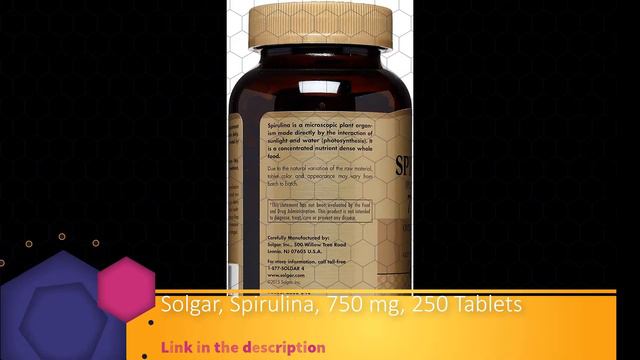 Solgar, Spirulina, 750 Mg, 250 Tablets