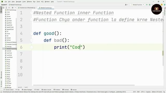 Nested Function in Python | Advanced Python Tutorial For Beginners in Marathi #57 смотреть онлайн