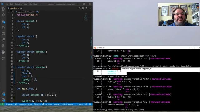 Using typedef with structs in C смотреть онлайн