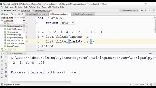 #22. Python program to filter even numbers using lambda function. смотреть онлайн
