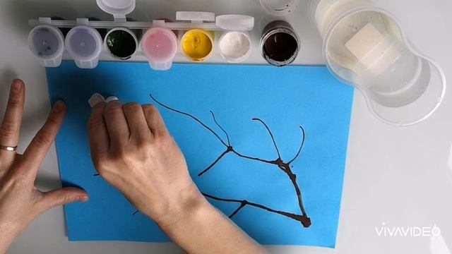 Рисование в технике кляксография "Веточка цветущей вишни" смотреть онлайн