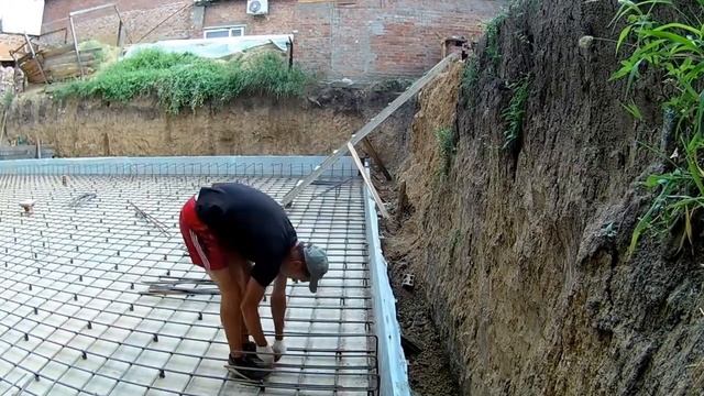 Фундамент.Монолитная плита.Цокольный этаж.Армирование.foundation Slab.reinforcement.building A Hous