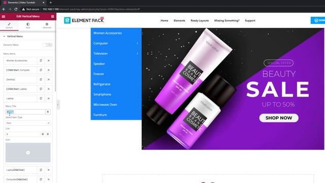 How to Use Vertical Menu Widget in Elementor by Element Pack | BdThemes Tutorial смотреть онлайн