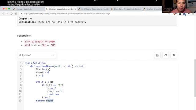 2027. Minimum Moves to Convert String (Leetcode Easy) смотреть онлайн