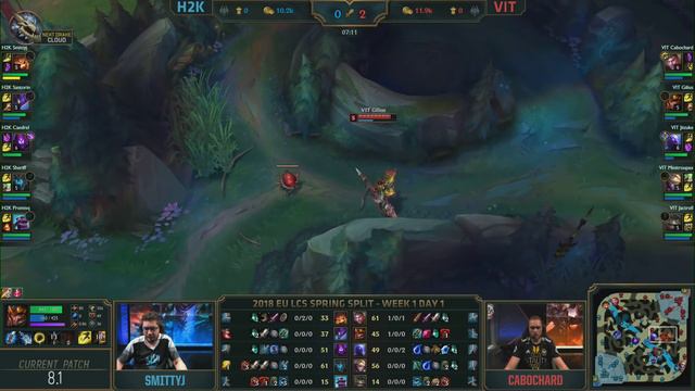 VIT vs. H2K - Week 1 Day 1 | EU LCS Spring Split | Team Vitality vs. H2k-Gaming (2018) смотреть онлайн