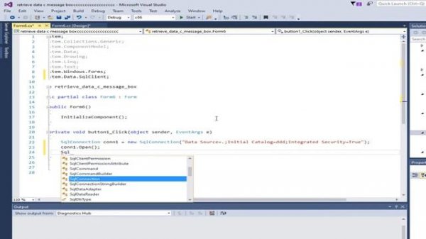 C# Tutorial : Retrieve data from Sql server database