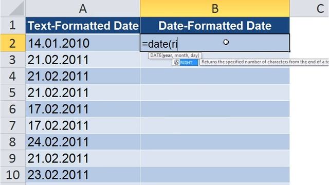 Microsoft Excel Converting Date Data in Text Format to Date Format смотреть онлайн