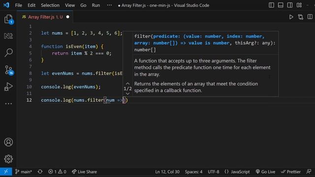 Array Filter | How to filter arrays | Javascript | One Minute Javascript | 1 Min JS | Quick JS смотреть онлайн