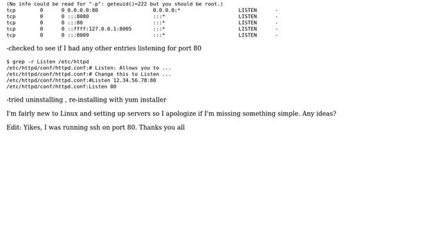 Amazon EC2 - httpd error on start port 80 - (98)Address already in use: make_sock смотреть онлайн