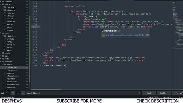 Chat App and Message Using Django - Sending MEssage - part 17 - Instagram Clone IN Django смотреть онлайн