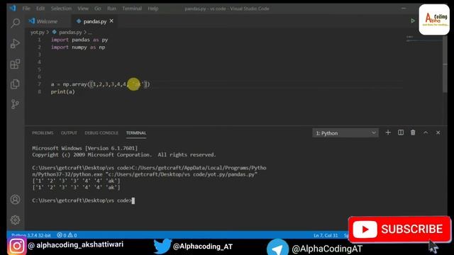 part 2 | Array in Python | Pandas tutorial | in hindi | by Akshat | class 12 | Alphacoding | смотреть онлайн