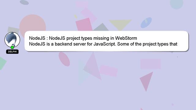 NodeJS : NodeJS project types missing in WebStorm смотреть онлайн