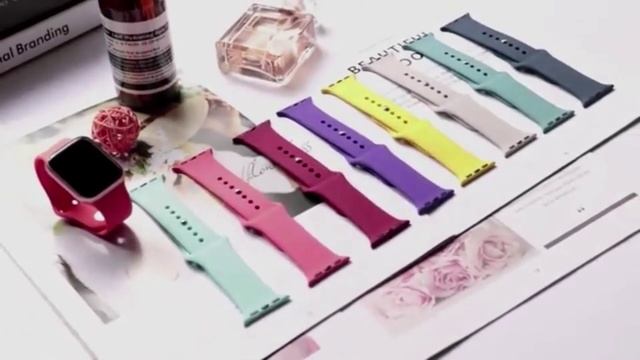 Обзор ремешки для Apple Watch 38mm/40mm/42mm/44mm гладкие силиконовые серия Sport смотреть онлайн