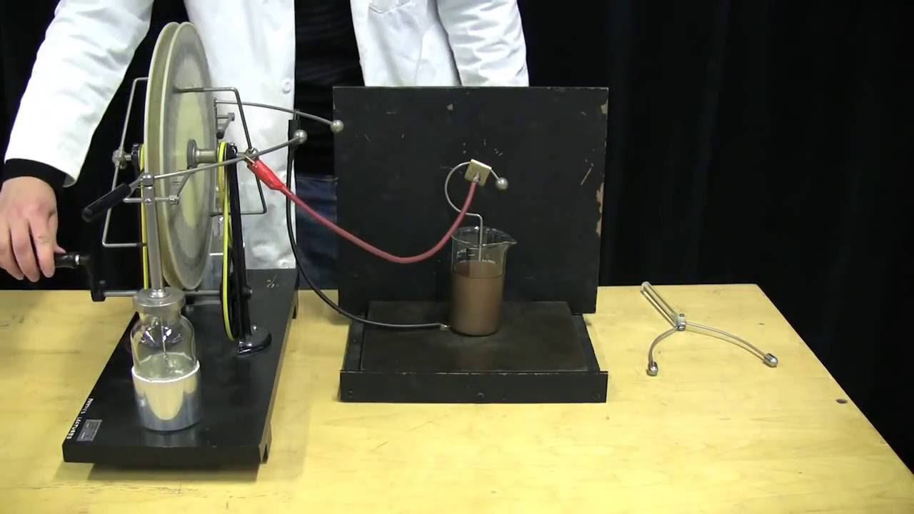 Стекание заряда в Лейденской банке, MIT Physics Demo,  Dissectible Capacitor