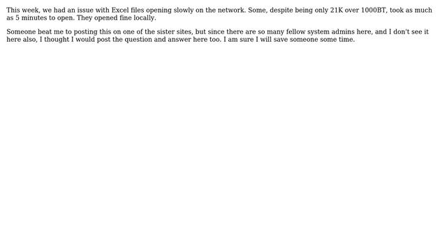 Slow opening of Excel files on the network смотреть онлайн
