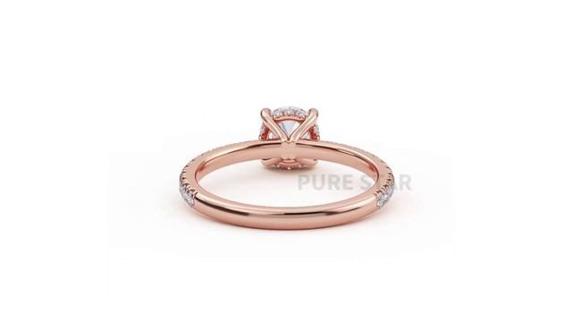 Luna Round Lab Grown Diamond Accent Ring 1CT 14K Rose Gold. RGHAL0083 R смотреть онлайн