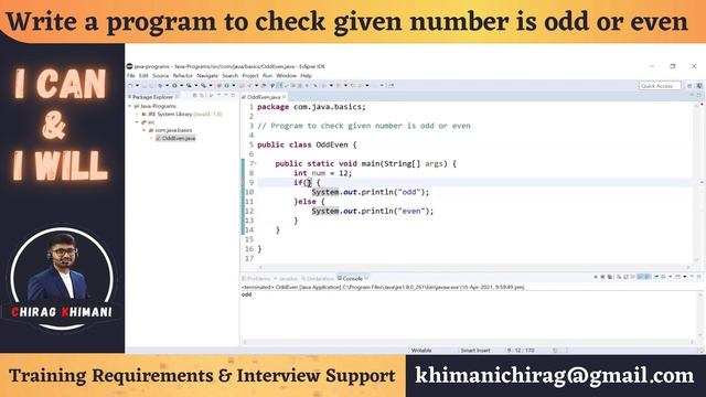 01 | Java Program To Check Given Number Is Odd Or Even | Conditional Statements смотреть онлайн
