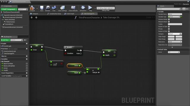 Создание игры на Unreal Engine 4 / #4 - Нанесение урона и регенерация доспехов смотреть онлайн