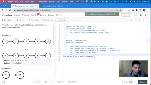 How To Solve "206 Reverse Linked List" on LeetCode - JavaScript Easy смотреть онлайн