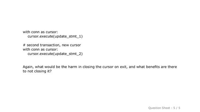 MySQL : Why doesn't the MySQLdb Connection context manager close the cursor? смотреть онлайн