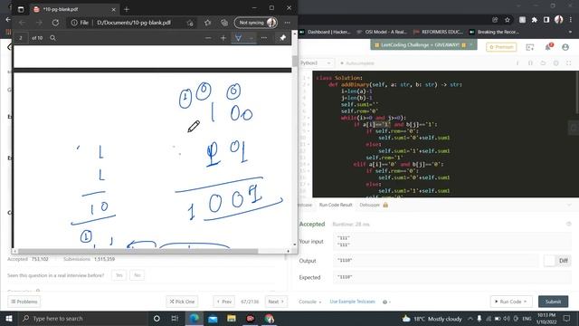 67. Add Binary | Medium Level Interview Question Full Explanation in Python смотреть онлайн