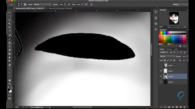Anonymous Mask Photoshop Paiting (Time Lapse) смотреть онлайн