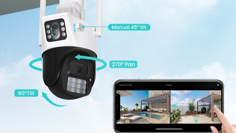 Камера видеонаблюдения с двумя независимыми объективами Anbiux A23Q Security camera with two indepen смотреть онлайн