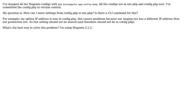 Magento: Magento 2.2: moving configs from config.php to env.php after app:config:dump смотреть онлайн