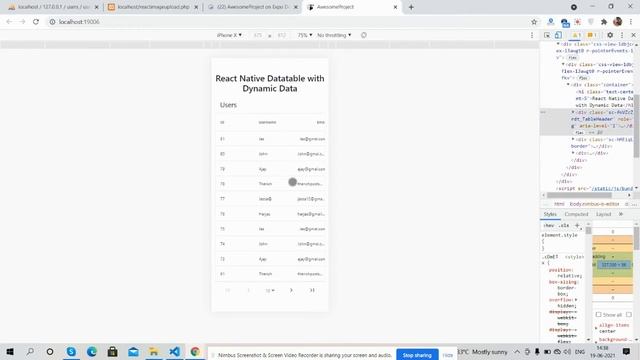 React Native Datatable with Dynamic Data Working Demo смотреть онлайн