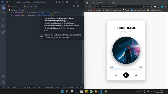 Custom Working Javascript Music Player Using Html , Css and Js смотреть онлайн